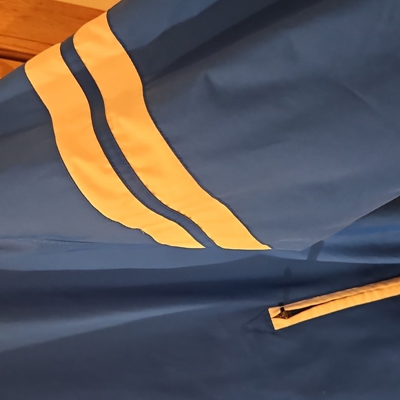 Beautiful bright blue vintage speedo bomber jacket coat Sz.L zipper pockets - Picture 8 of 13